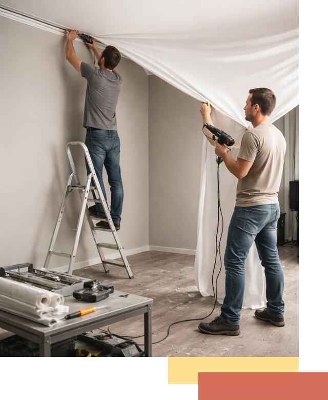 Монтаж натяжного потолка в студии в Нижнем Тагиле