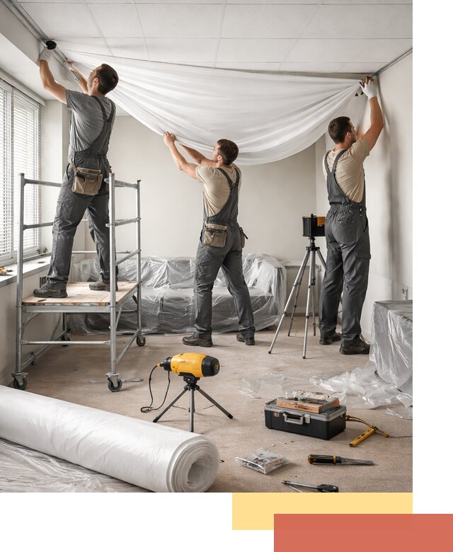 Монтаж натяжного потолка в офисе в Нижнем Тагиле