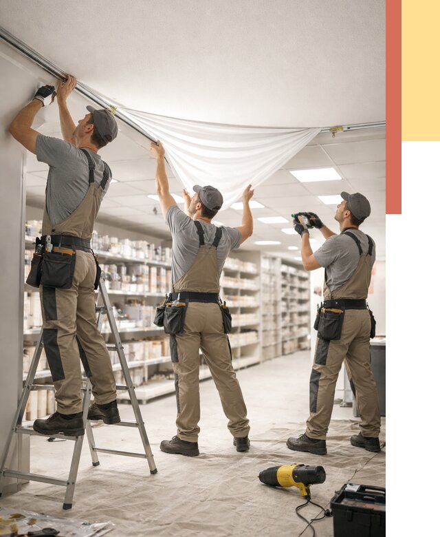 Монтаж натяжного потолка в магазине в Нижнем Тагиле от 4684 руб. быстро и недорого | ОТДЕЛОЧНИК-Нжн