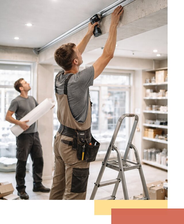 Монтаж натяжных потолков в магазине в Нижнем Тагиле