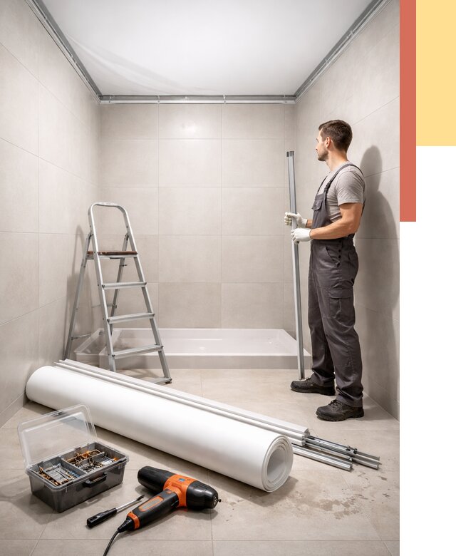 Монтаж натяжного потолка в санузле в Нижнем Тагиле от 1926 руб. — ОТДЕЛОЧНИК-Нжн