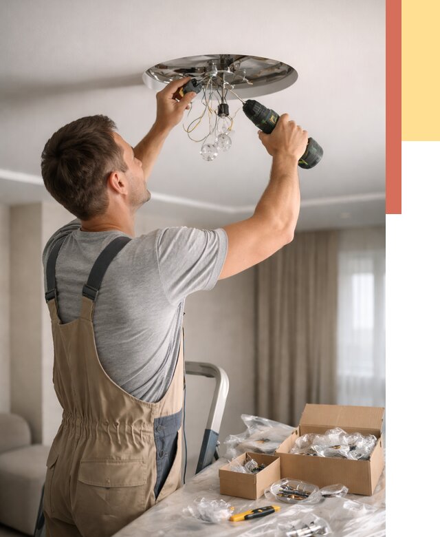 Установка люстры в натяжной потолок в Нижнем Тагиле от 1249 руб. | Быстро и недорого — ОТДЕЛОЧНИК-Нжн