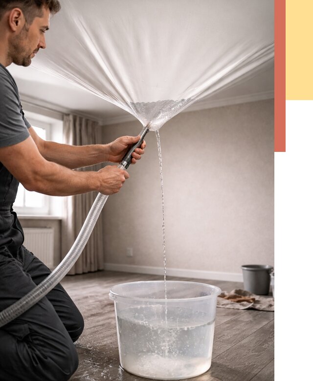 Слив воды с натяжного потолка в Нижнем Тагиле от 2602 руб. быстро и недорого | ОТДЕЛОЧНИК-Нжн