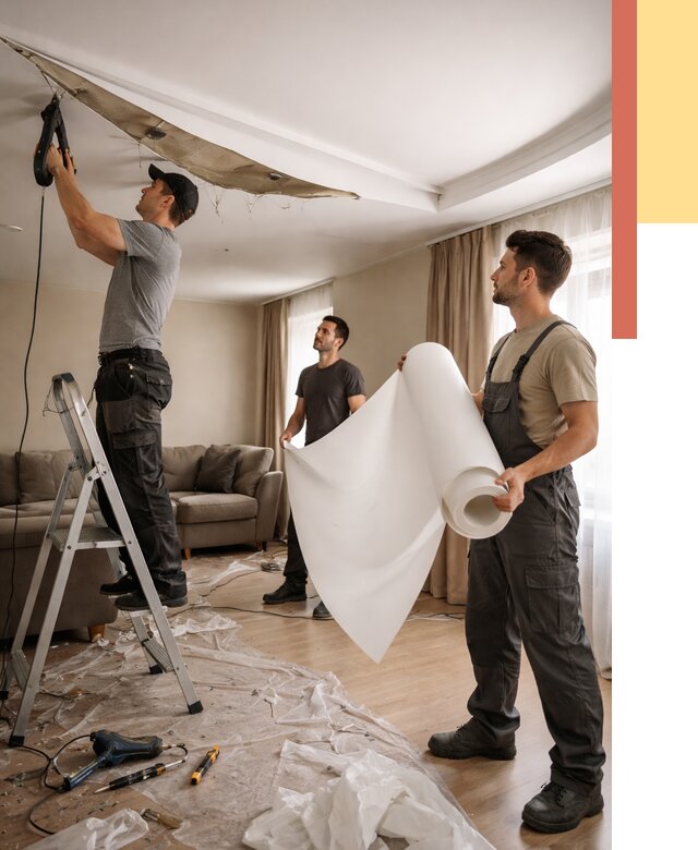 Замена полотна натяжного потолка в Нижнем Тагиле от 9889 руб. быстро и недорого | ОТДЕЛОЧНИК-Нжн