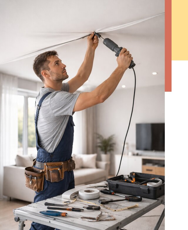 Ремонт натяжных потолков в Нижнем Тагиле от 9889 руб. под ключ — ОТДЕЛОЧНИК-Нжн