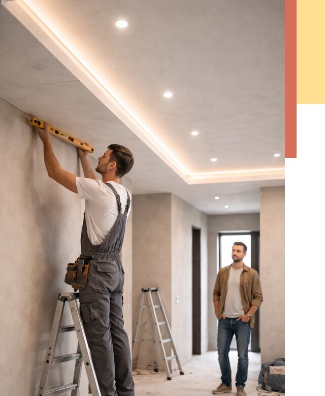 Потолок из гипсокартона с подсветкой в Нижнем Тагиле от 781 руб./м2 под ключ | ОТДЕЛОЧНИК-Нжн