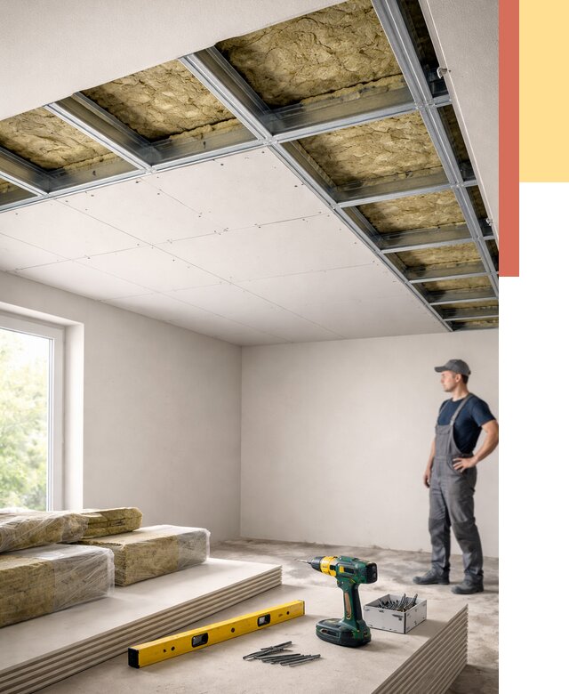 Звукоизоляция потолка ГКЛ в Нижнем Тагиле от 989 руб. — монтаж под ключ | ОТДЕЛОЧНИК-Нжн