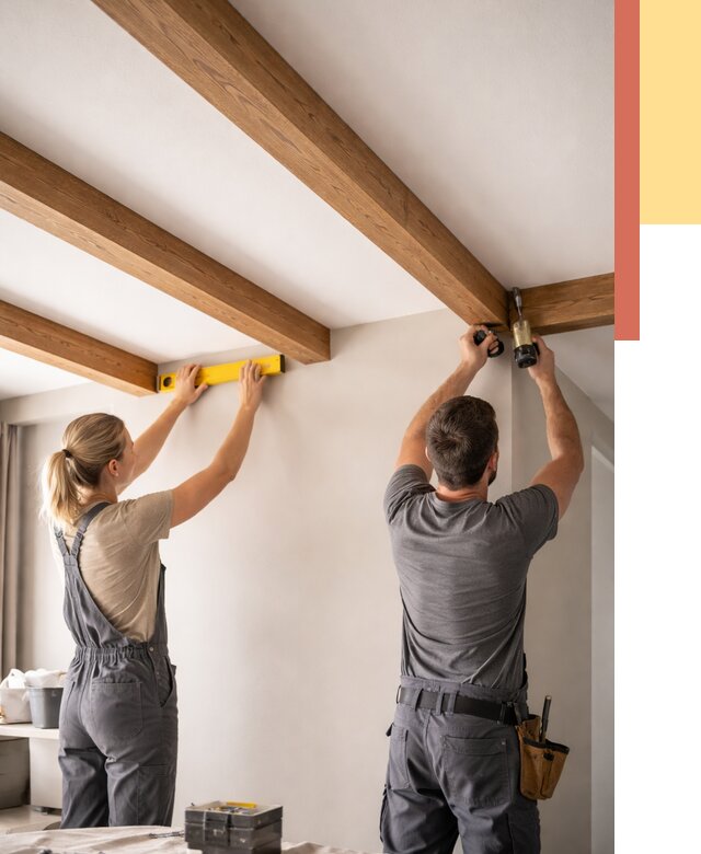 Монтаж декоративных балок на потолок в Нижнем Тагиле от 4372 руб. — ОТДЕЛОЧНИК-Нжн